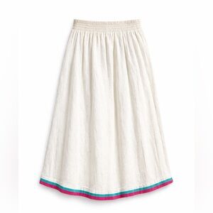 Rodier Paris Made in France Cotton Midi Skirt Size 40 Boho Ivory